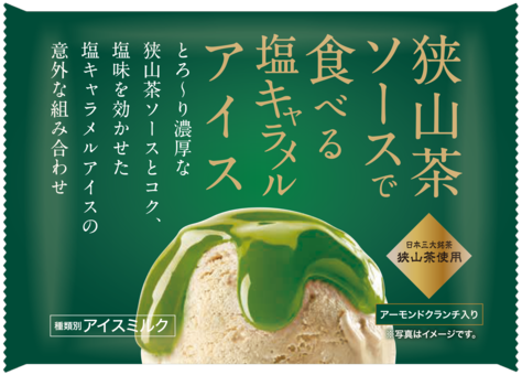 狭山茶ソースで食べる塩キャラメルアイス